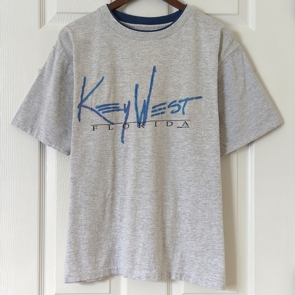 1991 Vintage Classic Key West Florida Short Sleeve Crewneck T-shirt Gray Large - Picture 1 of 10
